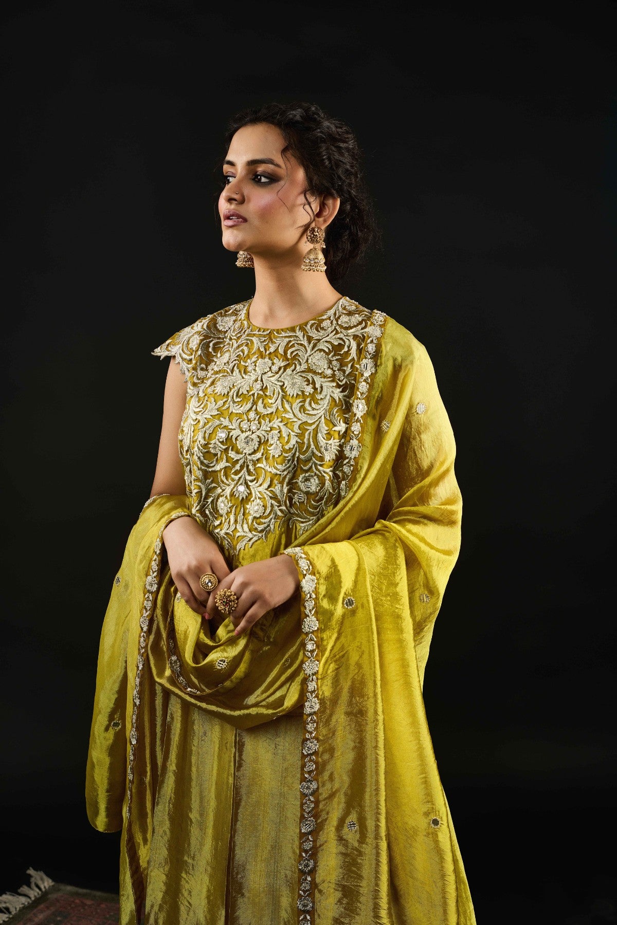 Noura Lime Green anarkali set