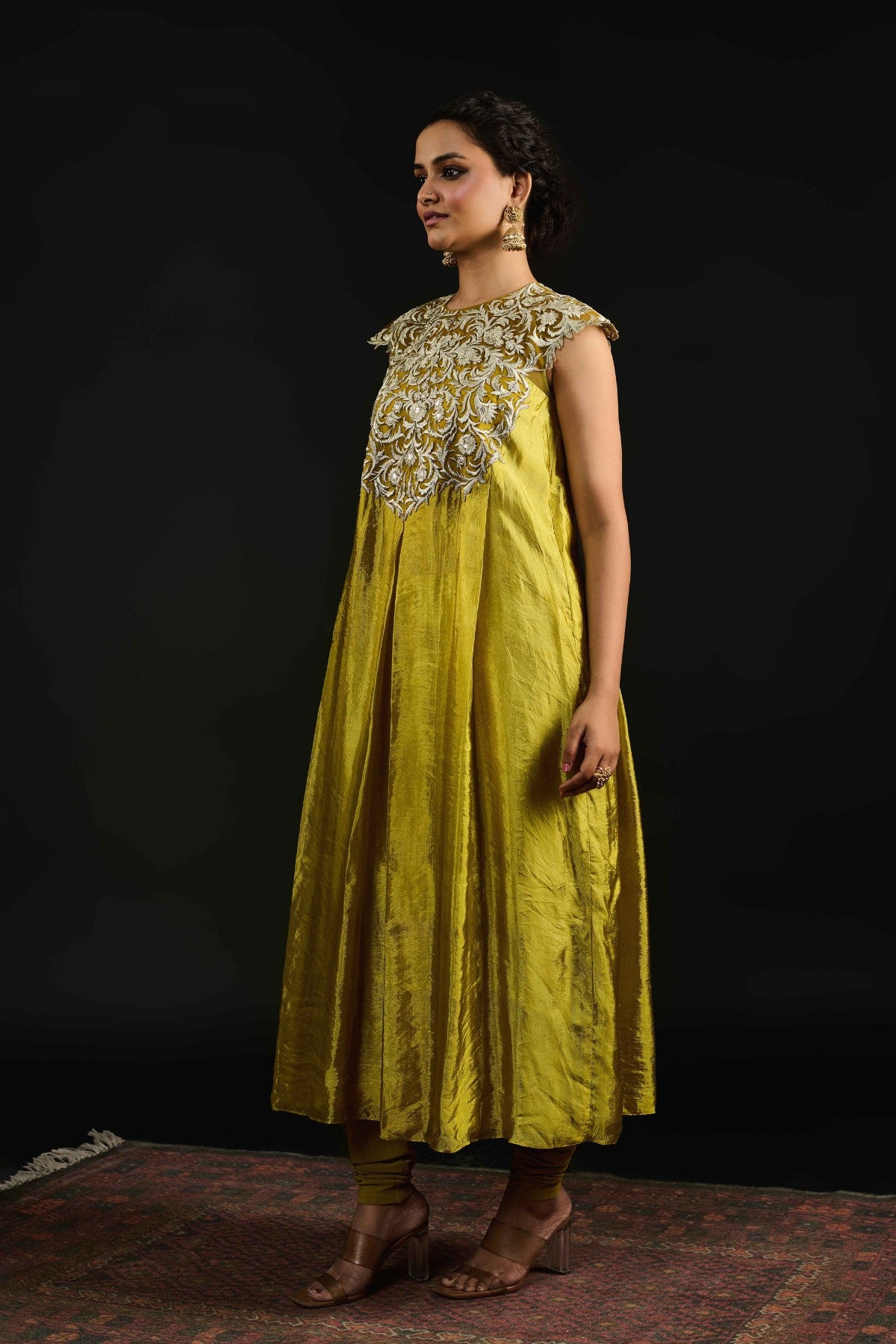 Noura Lime Green anarkali set