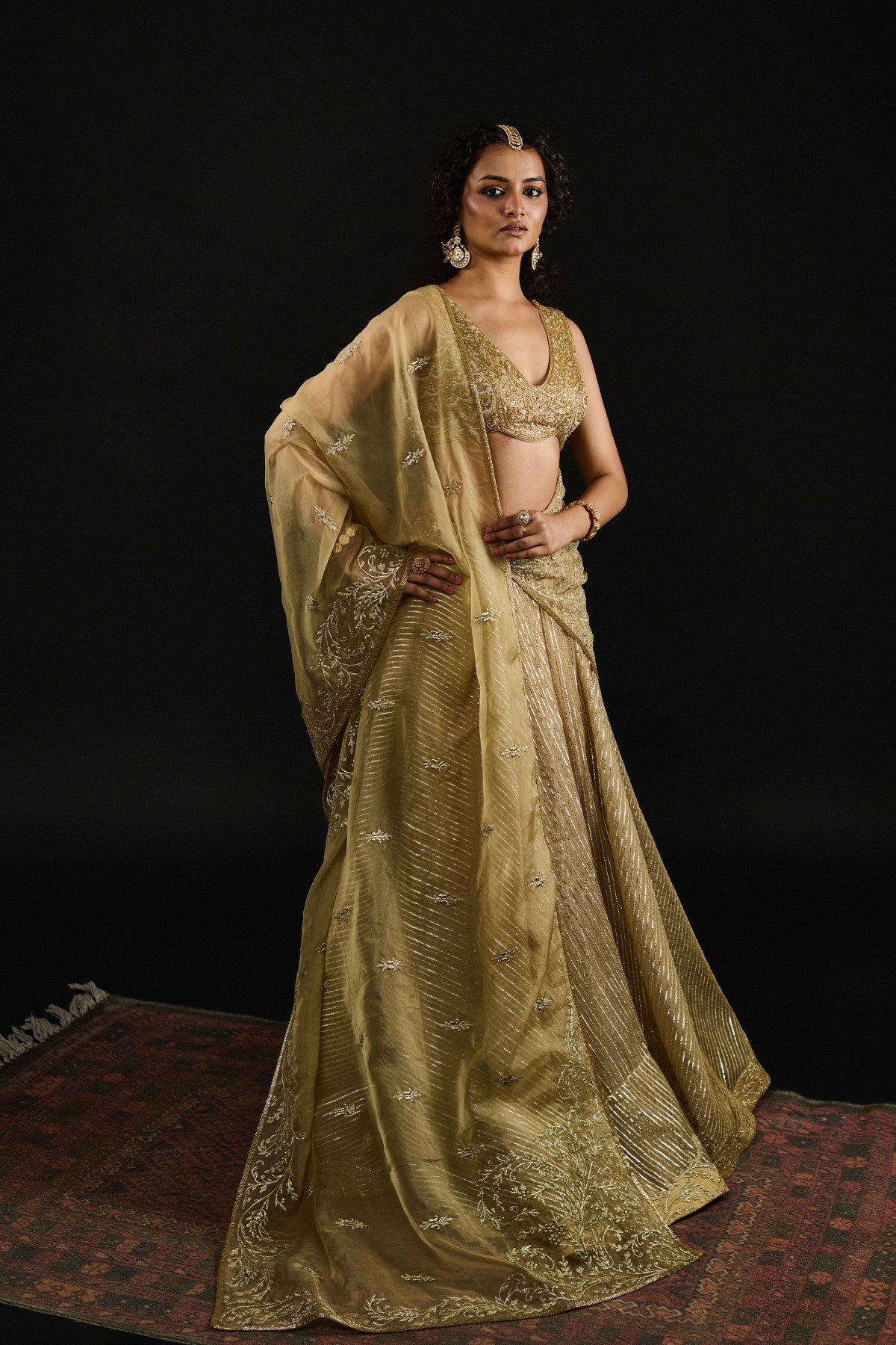 Al-Malika Golden lehenga set