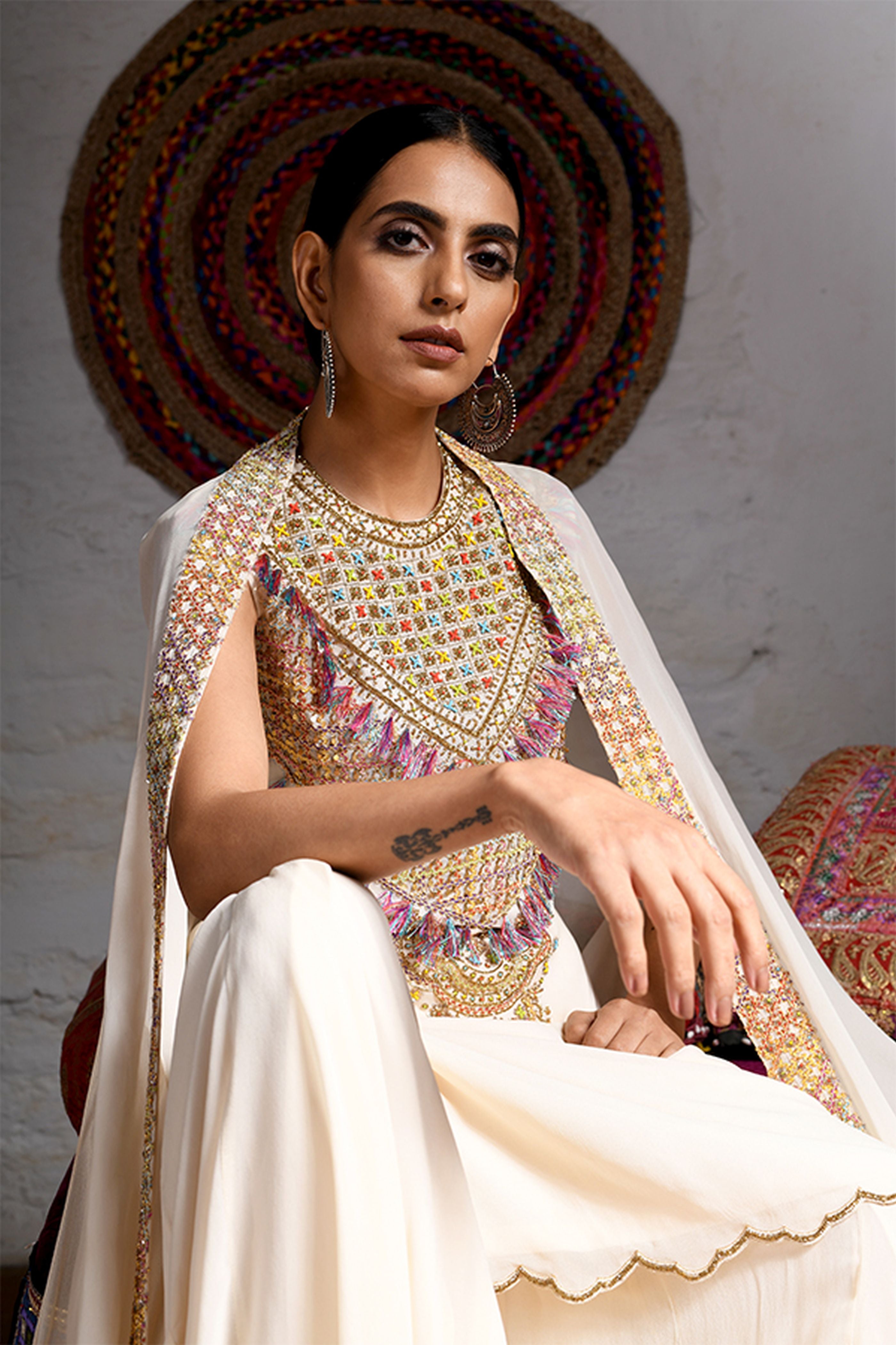 Kurta With Sharara Cape